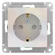 Розетка  ATLASDESIGN, скрытый монтаж, с заземлением, со шторками, жемчуг