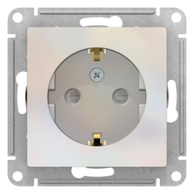 Розетка ATLASDESIGN, скрытый монтаж, с заземлением, со шторками, жемчуг Розетка ATLASDESIGN, скрытый монтаж, с заземлением, со шторками, жемчуг