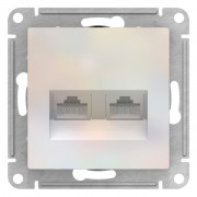 Розетка компьютерная 2xRJ45 ATLASDESIGN, скрытый монтаж, жемчуг