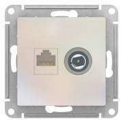 Розетка TV+RJ45 ATLASDESIGN, скрытый монтаж, жемчуг