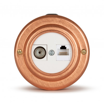 Розетка информационная RJ45+TV (CAT. 5E), цвет "Nat copper" белая вставка Розетка информационная RJ45+TV (CAT. 5E), цвет "Nat copper" белая вставка
