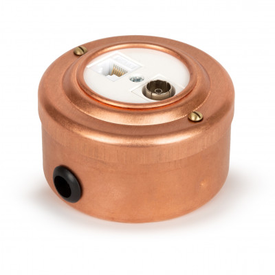 Розетка информационная RJ45+TV (CAT. 5E), цвет "Nat copper" белая вставка Розетка информационная RJ45+TV (CAT. 5E), цвет "Nat copper" белая вставка