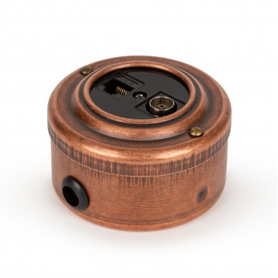 Розетка информационная RJ45+TV (CAT. 5E), цвет "Old copper" черная вставка Розетка информационная RJ45+TV (CAT. 5E), цвет "Old copper" черная вставка