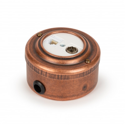 Розетка информационная RJ45+TV (CAT. 5E), цвет "Old copper" белая вставка Розетка информационная RJ45+TV (CAT. 5E), цвет "Old copper" белая вставка