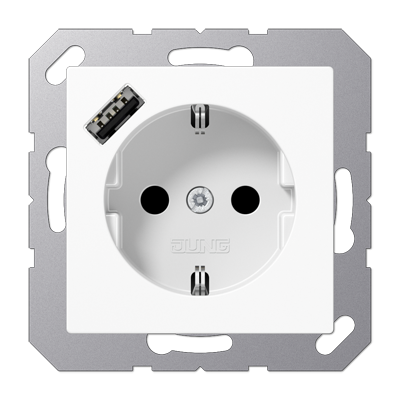 Розетка SCHUKO 16А/250В с USB з/у type-A, цвет: белый Розетка SCHUKO 16А/250В с USB з/у type-A, цвет: белый
