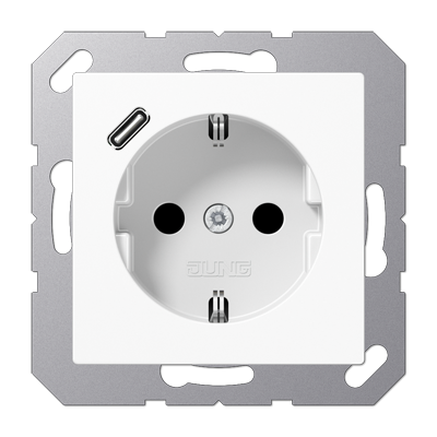 Розетка SCHUKO 16А/250В с USB з/у type-C, цвет: белый Розетка SCHUKO 16А/250В с USB з/у type-C, цвет: белый