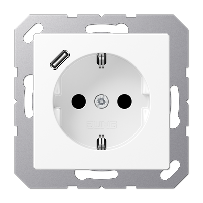 Розетка SCHUKO 16А/250В с USB з/у type-C, цвет: белоснежный матовый Розетка SCHUKO 16А/250В с USB з/у type-C, цвет: белоснежный матовый