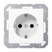 Розетка SCHUKO с защитными шторками, 16А/250V, дюропласт, белая