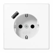 Розетка SCHUKO с з/к, шторкой и USB портом type A (быстрая зарядка), цвет: белый