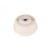 Компьютерная розетка RJ-45 , золотистые колпачки, цвет: белый