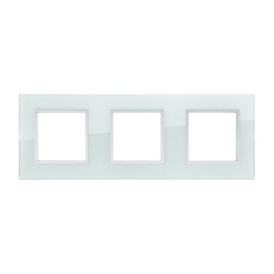 Рамка из натурального стекла LK45, 3 поста, белая Рамка из натурального стекла LK45, 3 поста, белая