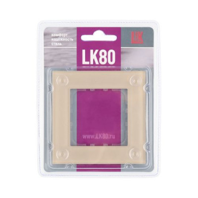 Рамка из натурального стекла LK80, 1 пост, кремовая Рамка из натурального стекла LK80, 1 пост, кремовая